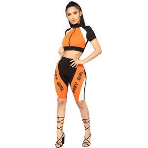 Fashion Nova NWT Girls Win Colorblock 2 Pc Set Shorts & Crop Top Black Orange S